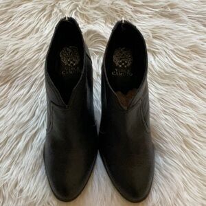 Vince Camuto Women’s Black Franlina Leather Zip Up Block Heel Size 10